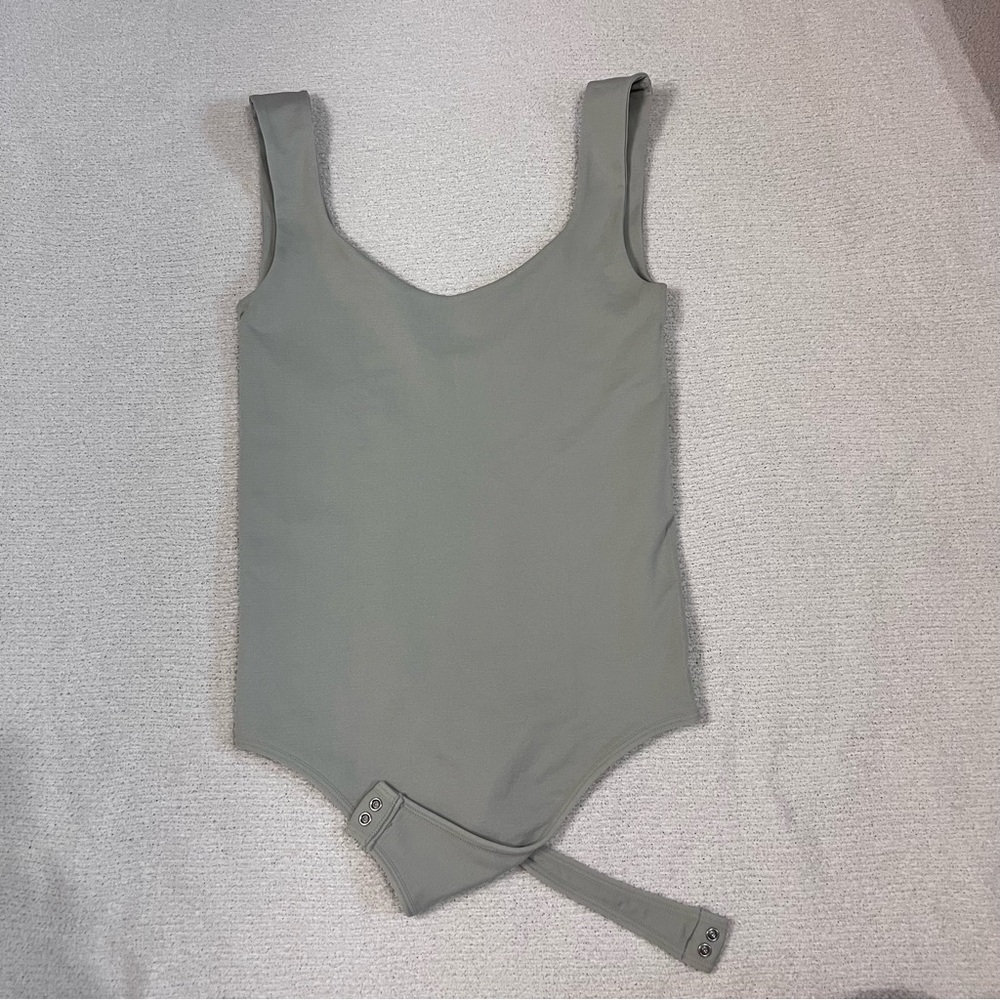 Aura Gray Bodysuit One Piece with Scoop Neckline